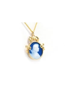 Pendentif Art Nouveau en or jaune 18 carats serti d'un camée en agate