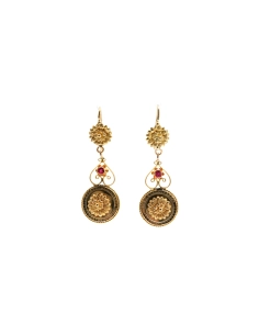 Boucles d'oreilles Art Nouveau en or jaune 18 carats serties de rubis