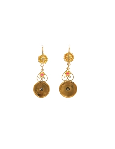 Boucles d'oreilles Art Nouveau en or jaune 18 carats serties de rubis