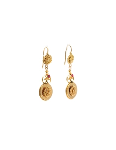 Boucles d'oreilles Art Nouveau en or jaune 18 carats serties de rubis