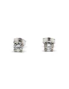 Boucles d'oreilles contemporaines en or blanc 18 carats serties de diamants taille "brillant" (+-0.36 ct)