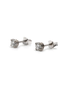 Boucles d'oreilles contemporaines en or blanc 18 carats serties de diamants taille "brillant" (+-0.36 ct)