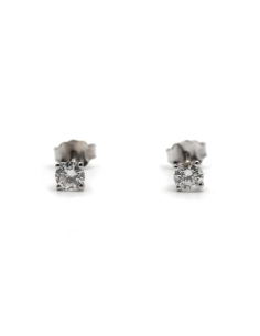 Boucles d'oreilles contemporaines en or blanc 18 carats serties de diamants taille "brillant" (+- 0.40 ct)