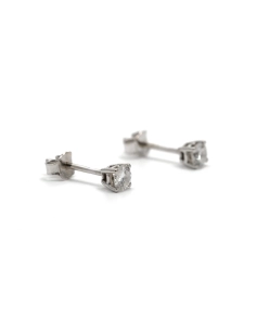 Boucles d'oreilles contemporaines en or blanc 18 carats serties de diamants taille "brillant" (+- 0.40 ct)