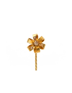 Pique à cravate Art Nouveau en or jaune 18 carats sertie de diamant taille "rose"
