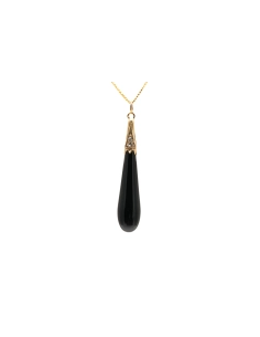 Collier Art Nouveau en or jaune 18 carats serti de diamants taille "rose" et d'une onyx