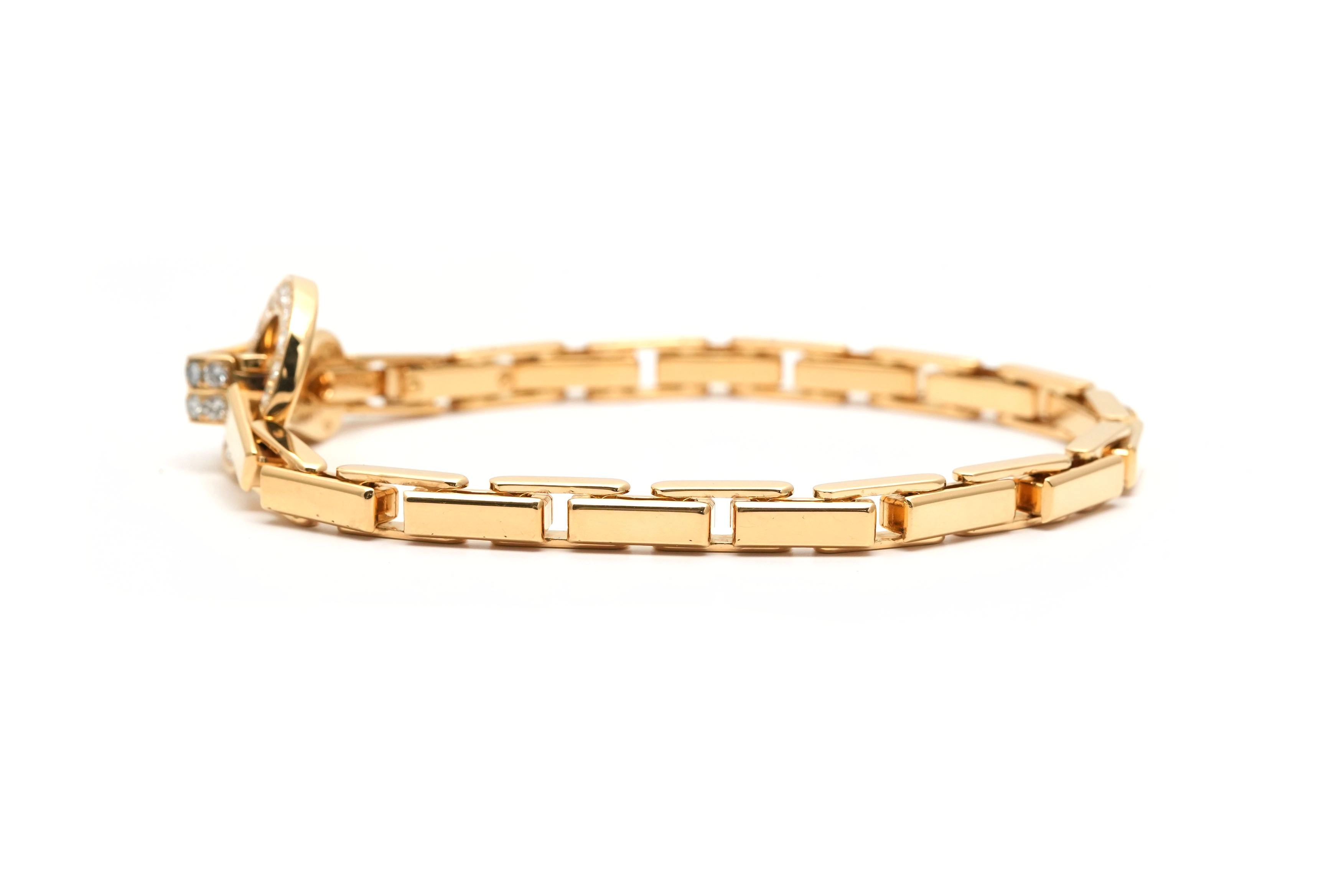 Bracelet Cartier "Agrafe" contemporain en or jaune 18 carats serti de diamants taille "brillant" (+- 1.05 ct) - - 3