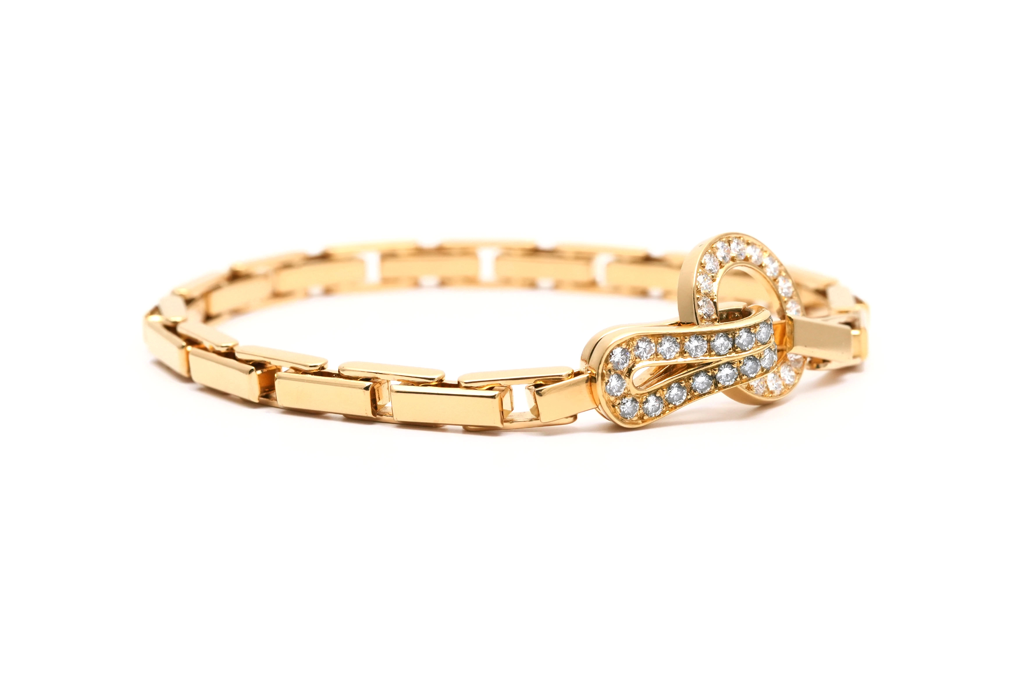 Bracelet Cartier "Agrafe" contemporain en or jaune 18 carats serti de diamants taille "brillant" (+- 1.05 ct) - - 6