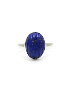 Bague contemporaine en argent 925 sertie d'une lapis lazuli