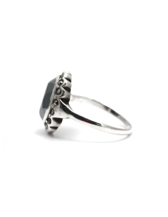 Bague Art Déco en argent sertie d'une hématite et de marcassites