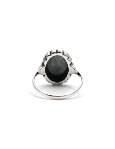 Bague Art Déco en argent sertie d'une hématite et de marcassites