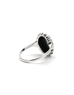 Bague Art Déco en argent sertie d'une hématite et de marcassites