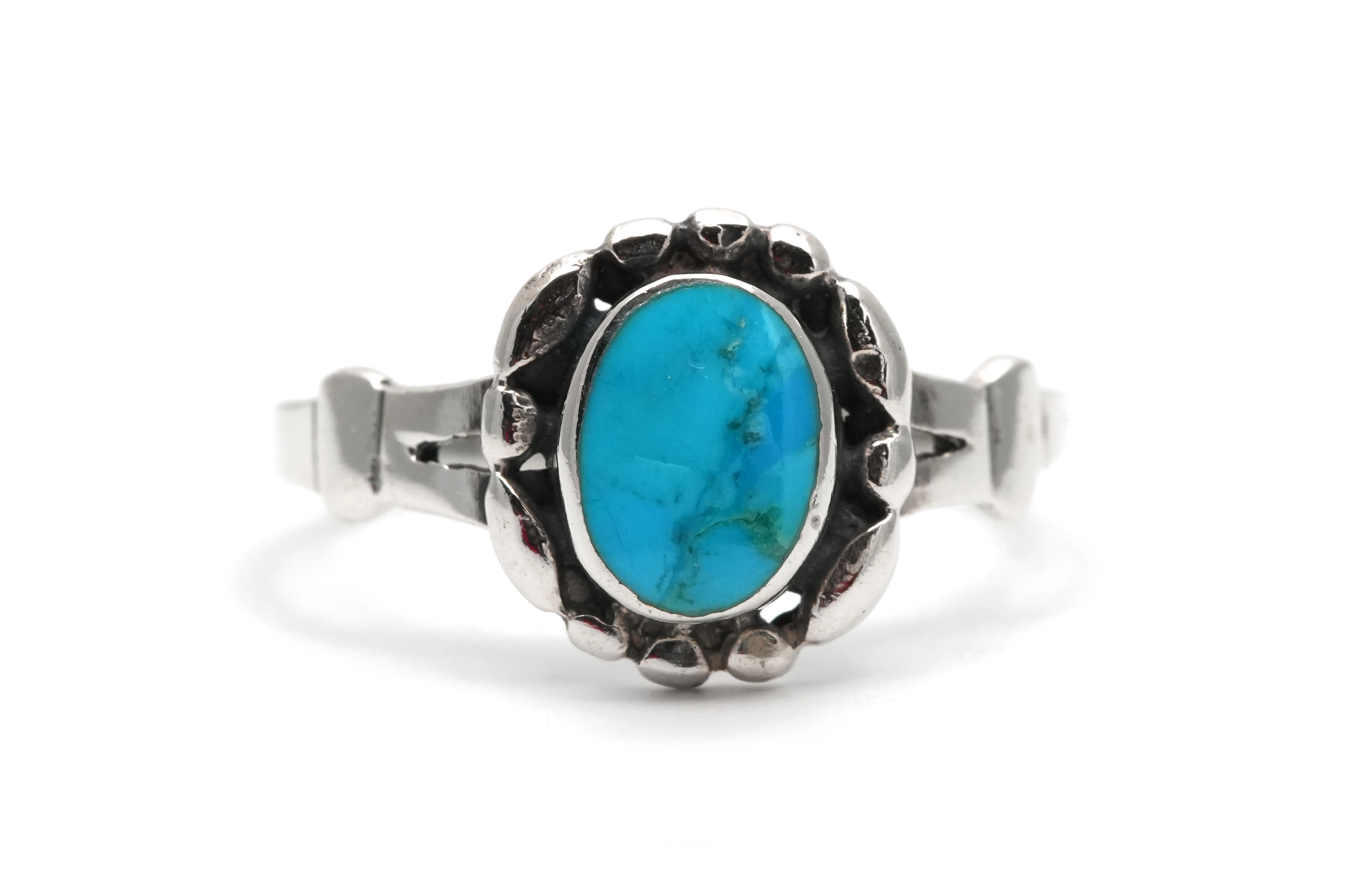 Bague contemporaine en argent 925 sertie d'une turquoise