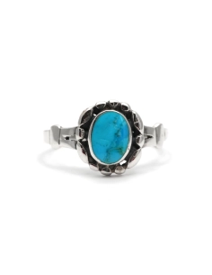 Bague contemporaine en argent 925 sertie d'une turquoise