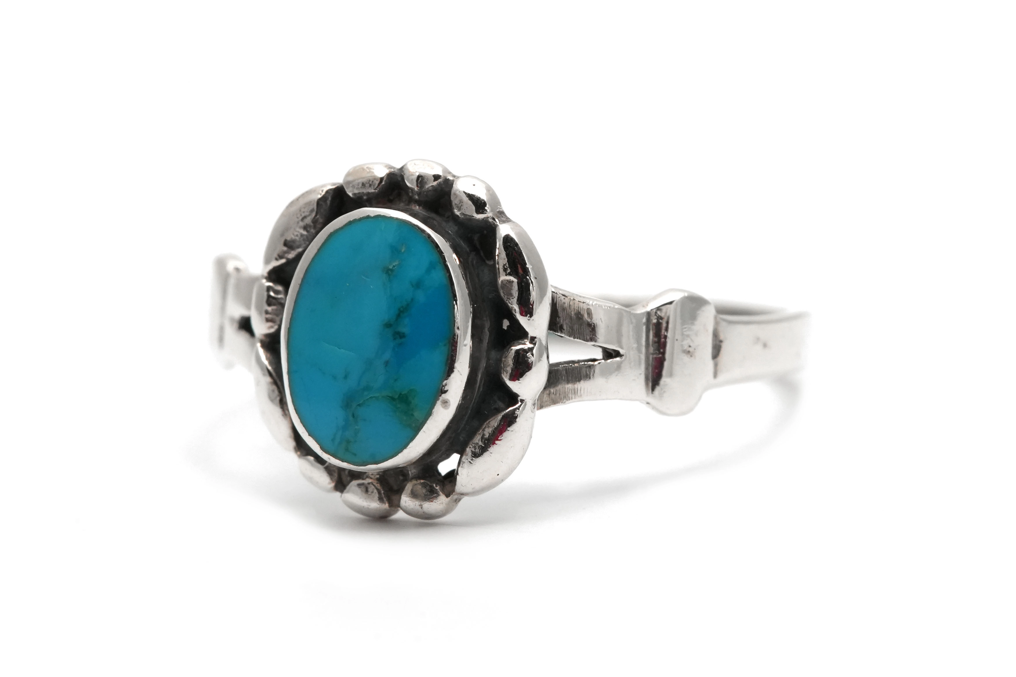 Bague contemporaine en argent 925 sertie d'une turquoise