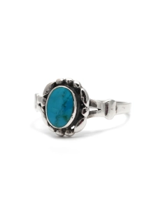 Bague contemporaine en argent 925 sertie d'une turquoise