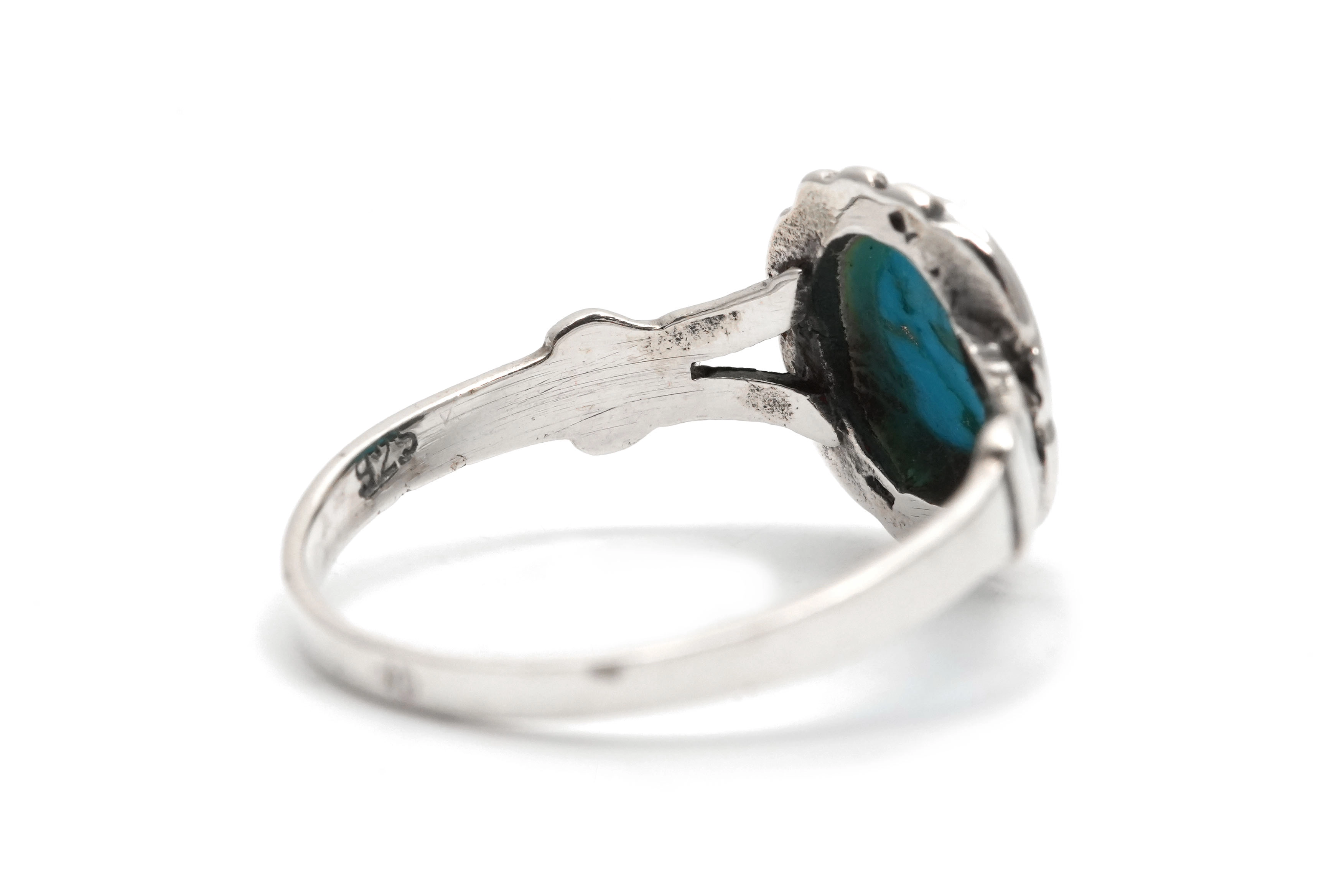 Bague contemporaine en argent 925 sertie d'une turquoise
