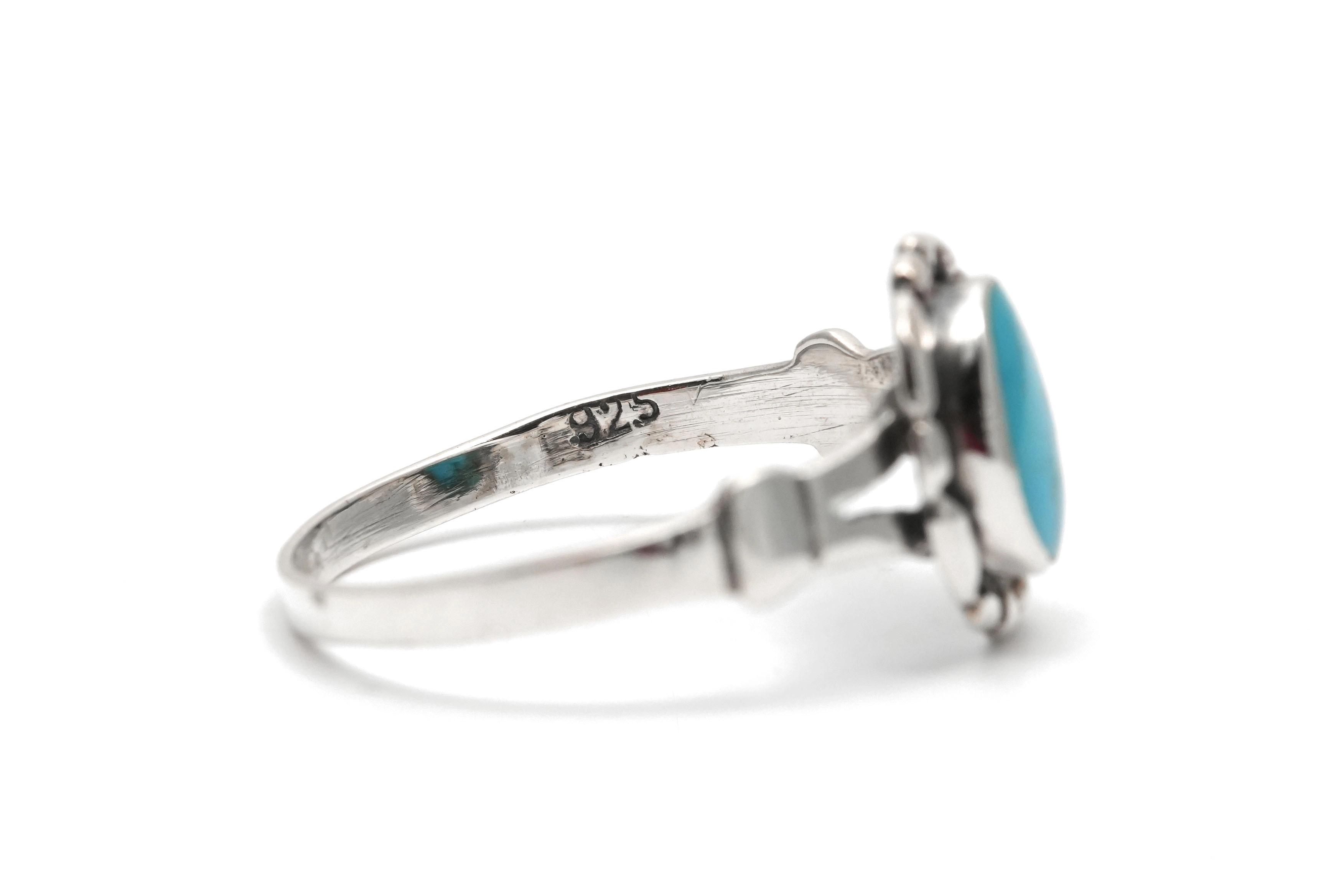 Bague contemporaine en argent 925 sertie d'une turquoise