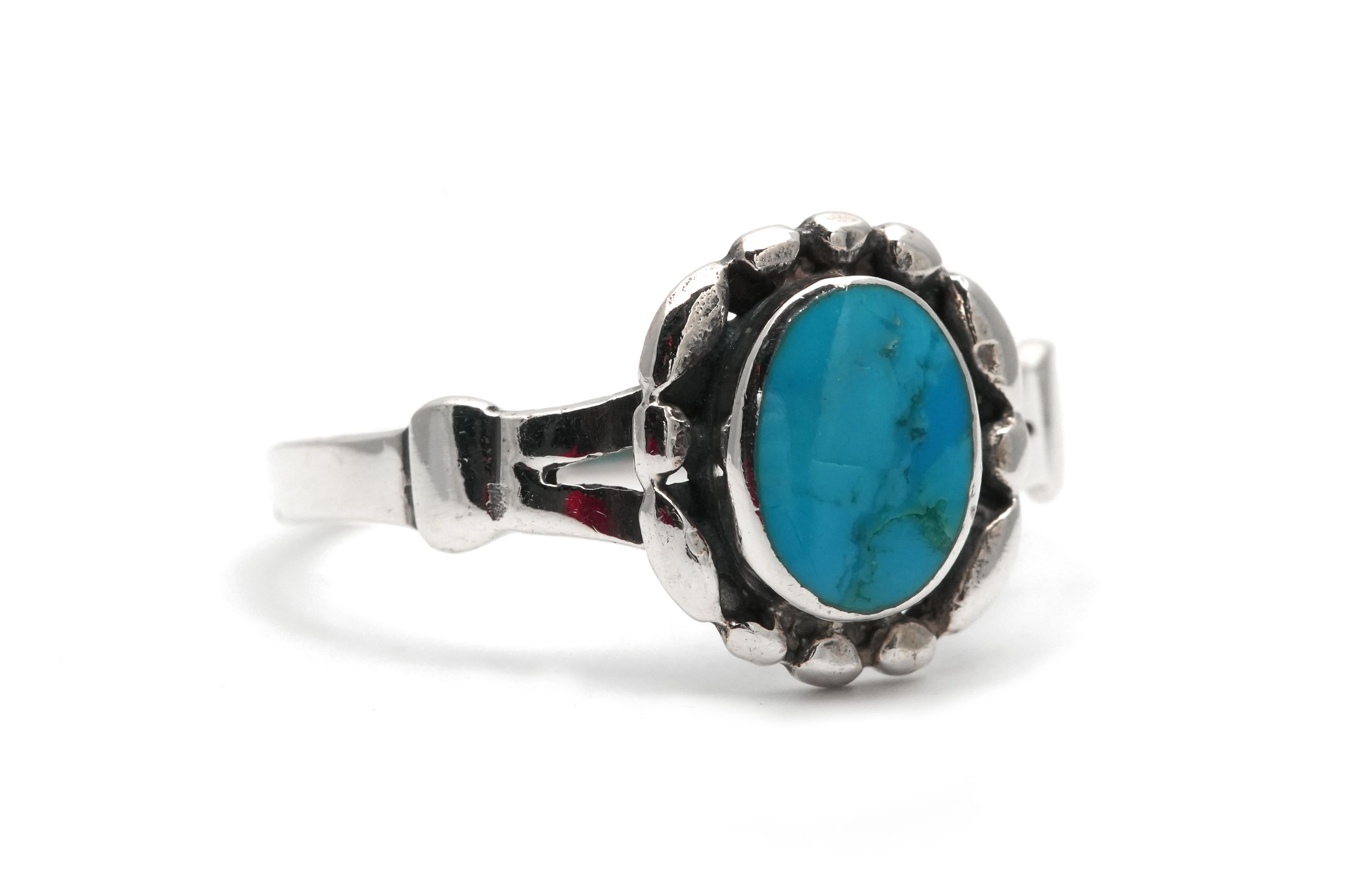 Bague contemporaine en argent 925 sertie d'une turquoise
