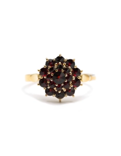 Bague Années 50 en argent 900 (vermeil) serties de grenats