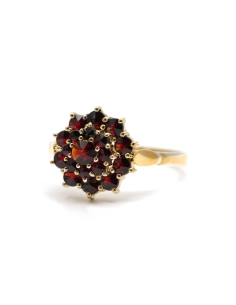 Bague Années 50 en argent 900 (vermeil) serties de grenats