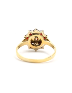 Bague Années 50 en argent 900 (vermeil) serties de grenats