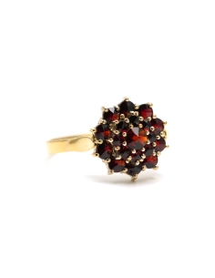 Bague Années 50 en argent 900 (vermeil) serties de grenats