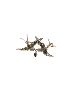 Broche Art Nouveau en argent 800 sertie de strass