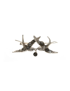 Broche Art Nouveau en argent 800 sertie de strass