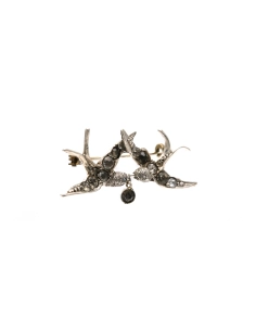 Broche Art Nouveau en argent 800 sertie de strass