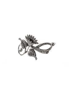 Broche Art Déco en argent 835 sertie de marcassites