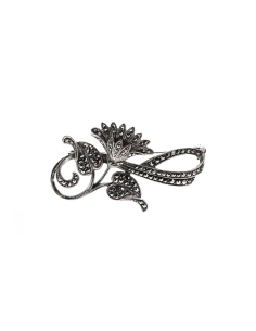 Broche Art Déco en argent 835 sertie de marcassites