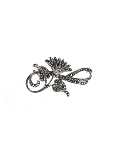Broche Art Déco en argent 835 sertie de marcassites