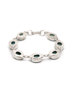 Bracelet contemporain en argent 925 serti d'émeraudes traitées
