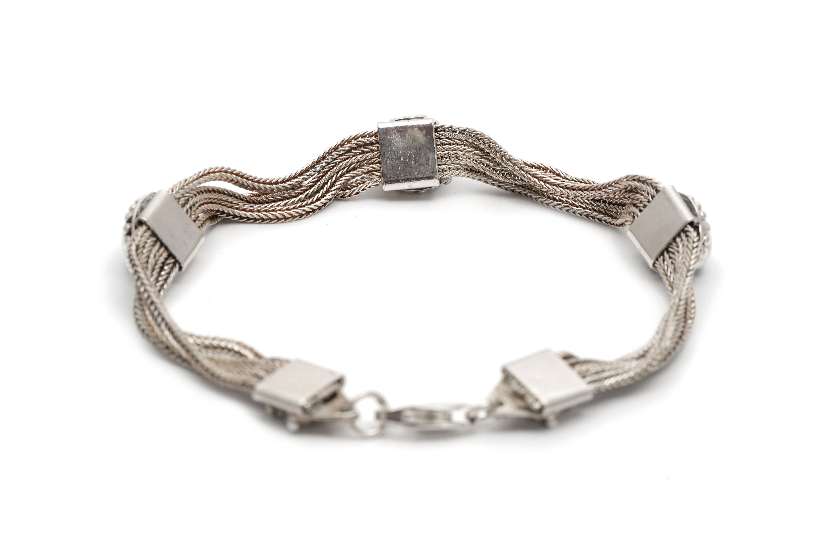 Bracelet contemporain en argent serti d'onyx