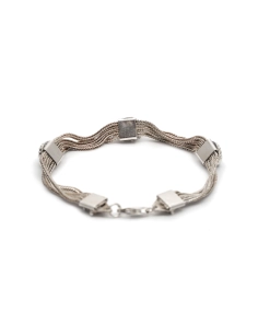 Bracelet contemporain en argent serti d'onyx
