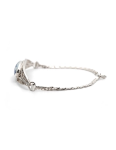 Bracelet Années 50 en argent serti d'une porcelaine