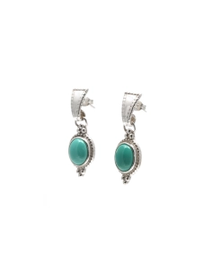 Boucles d'oreilles contemporaines en argent 925 serties de turquoises