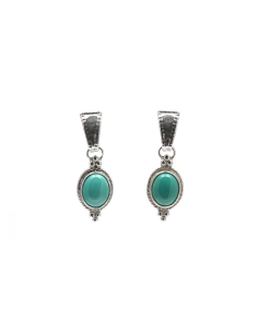 Boucles d'oreilles contemporaines en argent 925 serties de turquoises