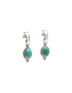 Boucles d'oreilles contemporaines en argent 925 serties de turquoises
