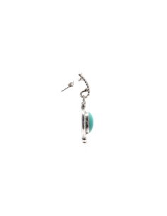 Boucles d'oreilles contemporaines en argent 925 serties de turquoises