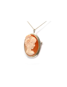 Pendentif Art Déco en argent 800 serti d'un camée