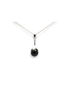 Pendentif contemporain en argent 925 serti d'une onyx