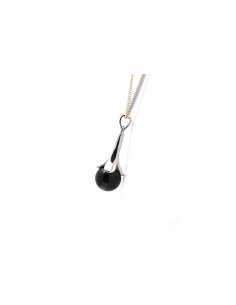 Pendentif contemporain en argent 925 serti d'une onyx