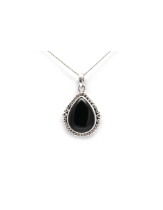 Pendentif contemporain en argent 925 serti d'une onyx