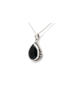 Pendentif contemporain en argent 925 serti d'une onyx
