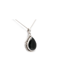 Pendentif contemporain en argent 925 serti d'une onyx