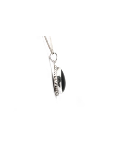 Pendentif contemporain en argent 925 serti d'une onyx