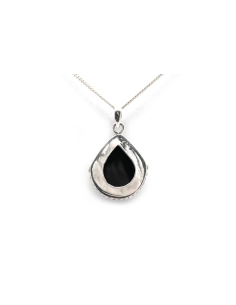 Pendentif contemporain en argent 925 serti d'une onyx