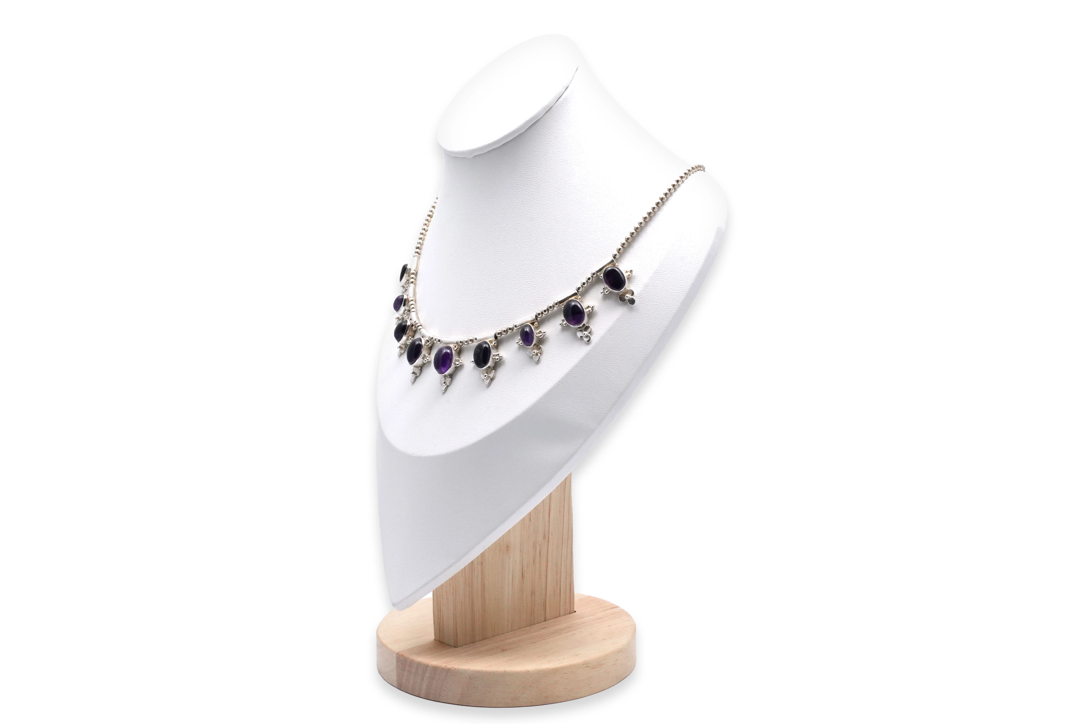 Collier contemporain en argent 925 serti d'améthystes